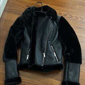 Black Faux Fur Leather Jacket